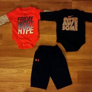 Baby boys 3 pc Under Armour Nike 0-3 mo bundle